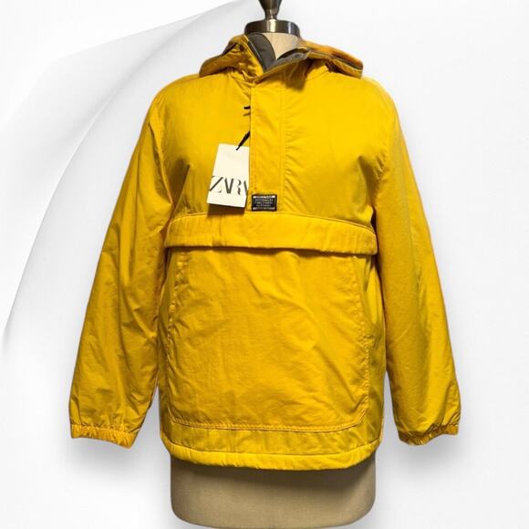 Zara Youth Kids Yellow Jacket Size 13/14 Outerwear NWT Kangaroo Pocket